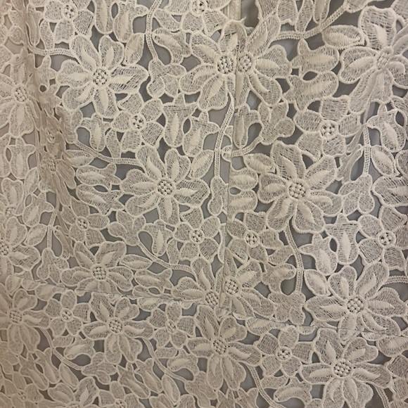 LOFT White Lace Dress with Powder Blue Underlay - Picture 2 of 4